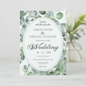 Floral Botanical Eucalyptus Greenery Wedding Kaart (Staand voorkant)