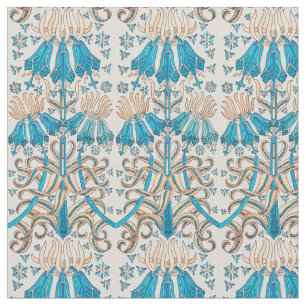 Floral Botanical French Art Nouveau Blue Beige Stof