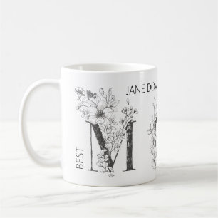 Floral Botanical MOM Monogram Elegant Koffiemok