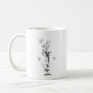 Floral Botanical Monogram   Elegant voor aangepast Koffiemok