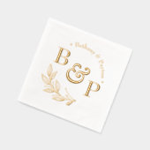 Floral Botanical Monogram Gepersonaliseerde bruilo Folie Servetten (Links)