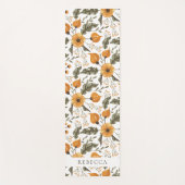 Floral Botanical Pattern Golden Green Custom Name Yogamat (Voorkant)