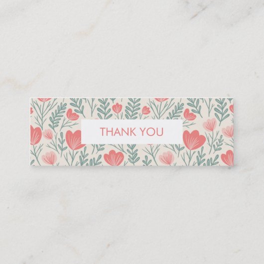 Floral Botanical Pattern Pink Order Bedankt Mini Visitekaartje (Achterkant)