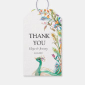 Floral Botanical Peacock Wedding Favor Labels Cadeaulabel (Achterkant)