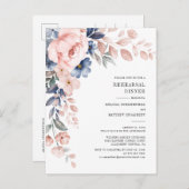 Floral Botanical Pink Flowers Rehearings Dinner Uitnodiging Briefkaart (Voorkant / Achterkant)