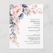 Floral Botanical Pink Flowers Rehearings Dinner Uitnodiging Briefkaart (Voorkant)