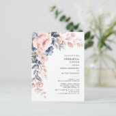 Floral Botanical Pink Flowers Rehearings Dinner Uitnodiging Briefkaart (Staand voorkant)
