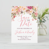 Floral Botanical Pink Peony Boho Wedding Save The Date (Staand voorkant)