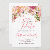 Floral Botanical Pink Peony Boho Wedding Save The Date (Voorkant / Achterkant)