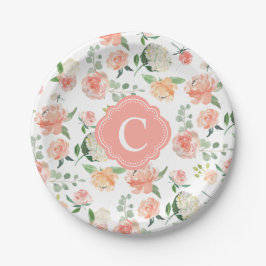 Floral Botanical Print met je Monogram Papieren Bordje
