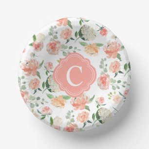 Floral Botanical Print met je Monogram Papieren Kommen