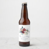Floral Botanical Script Wedding Bier Etiket (Voorkant)