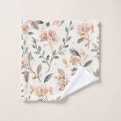 Floral Botanical Watercolor Leaves Beige Painted (Gant de toilette)