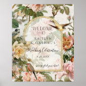 Floral Botanical Waterverf Birds Welcome Wedding Poster (Voorkant)