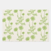 Floral Botanical Wild Daisies Lime Green Patterns Inpakpapier Vel (Voorkant)