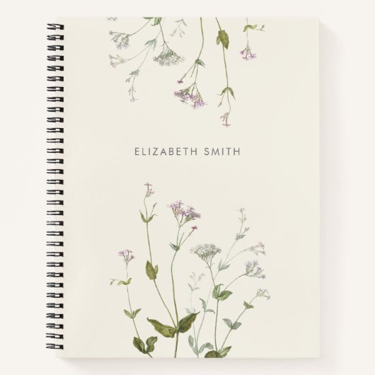 Floral Botanical Wildflower gepersonaliseerd Notitieboek (Voorkant)