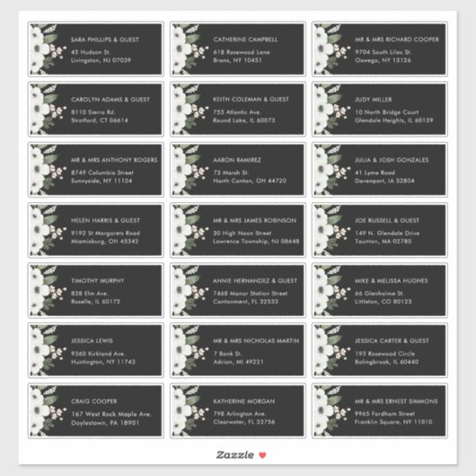 Floral Botanique Mariage Étiquettes de adresse inv (Feuille)