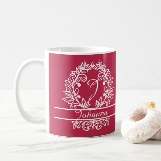 Floral Botanisch Monogram - Elegant aangepaste tek Koffiemok (Met donut)