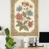  Floral Botanisch Poster in Retro Pastel (Thuiskantoor)