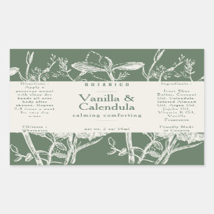 Floral botanisch Sage Green Soap Serum Product Rechthoekige Sticker