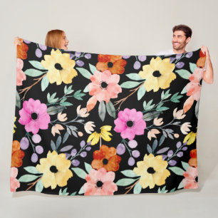 Floral botanische aanjager van moderne Waterverf Fleece Deken