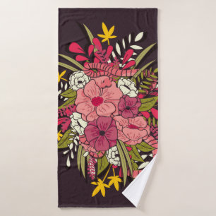 Floral botanische hand getrokken trilling badhanddoek