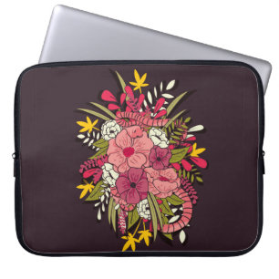 Floral botanische hand getrokken trilling laptop sleeve