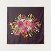 Floral botanische hand getrokken trilling  wandkleed (Voorkant (horizontaal))