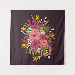 Floral botanische hand getrokken trilling  wandkleed