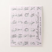 Floral Botanische letter Alphabet Aangepaste tekst Legpuzzel (Verticaal)