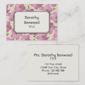 Floral botanische roze geranium visitekaartje (Voorkant / Achterkant)