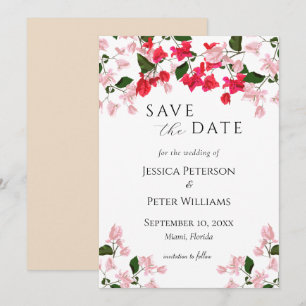 Floral Bougainvillea Save the Date Kaart