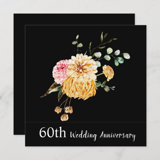 Floral Bouquet 60th Wedding Jubileum Kaart (Voorkant / Achterkant)