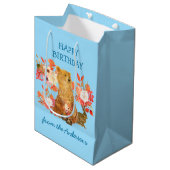 Floral Bouquet Beer Rabbit Birthday Gift Bag Medium Cadeauzakje (Voorkant Gekanteld)