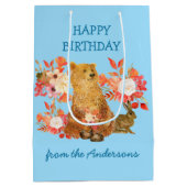 Floral Bouquet Beer Rabbit Birthday Gift Bag Medium Cadeauzakje (Achterkant)