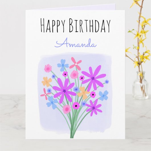 Floral Bouquet Birthday Card Kaart (Gele Bloem)