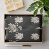 Floral Bouquet Black Gold Script Decoupage Tissuepapier (Geschenk)