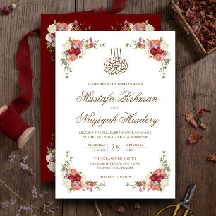  Floral Bouquet Border Islamic Wedding Kaart