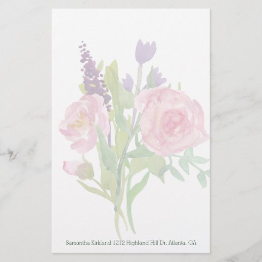 Floral Bouquet Custom Stationery Briefpapier (Voorkant)