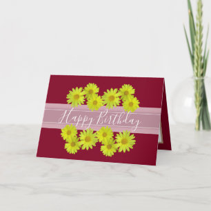 Floral Bouquet Daisy Flower Red Birthday Kaart