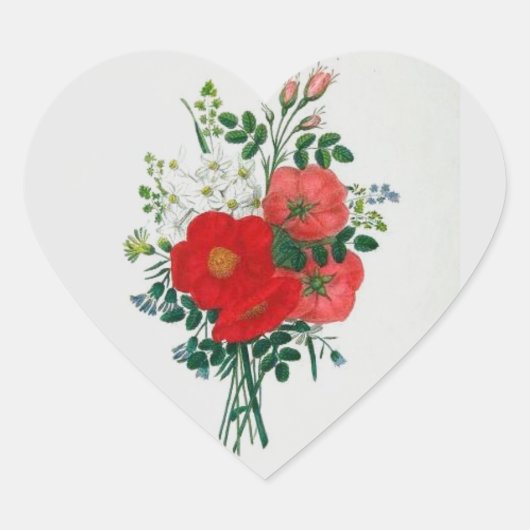 Floral Bouquet Hart Sticker (Voorkant)