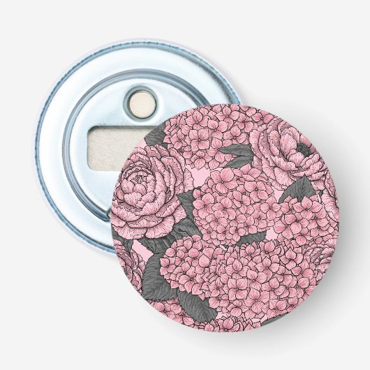 Floral bouquet in roze button flesopener (Voorkant)