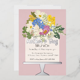 Floral Bouquet Moederdag Brunch Folie Uitnodiging