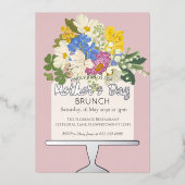 Floral Bouquet Moederdag Brunch Folie Uitnodiging (Voorkant)