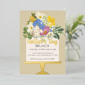 Floral Bouquet Moederdag Brunch Folie Uitnodiging (Staand Voorkant)