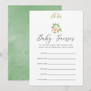 Floral Bouquet Parachute Baby shower Baby Guesses Kaart