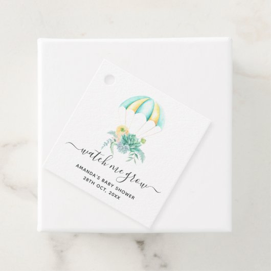 Floral Bouquet Parachute Baby shower Bedankjes Labels (In situ)