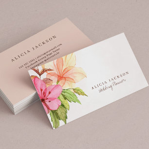 Floral bouquet pastel waterverf bruiloft planner visitekaartje