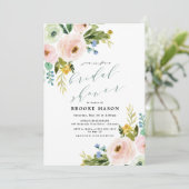 Floral Bouquet Peony Invitation à la douche nuptia (Debout devant)