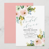 Floral Bouquet Peony Invitation à la douche nuptia
